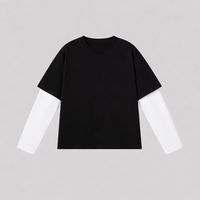 Double Tee "BOXY FIT" BLACK/WHITE - 230gr