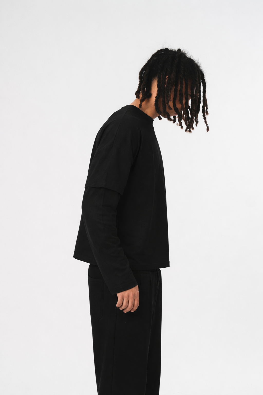 Double Tee "BOXY FIT" TOTAL BLACK- 230gr